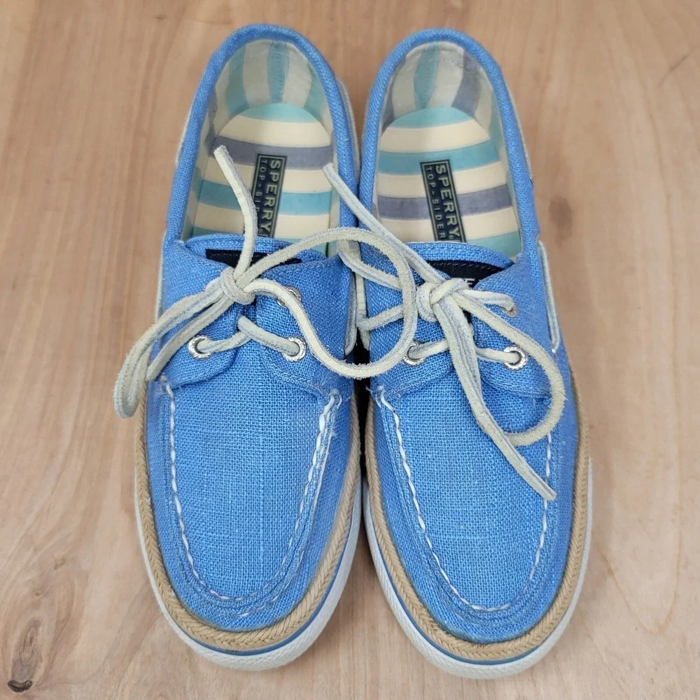 Sperry Top-Sider Womens Size 5.5 M Boat Shoes Blue Canvas